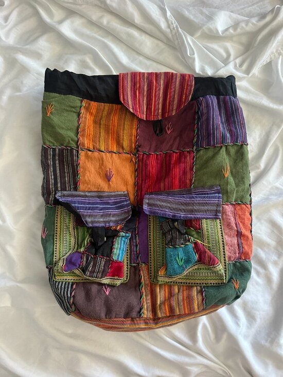 Handmade Nepal Patchwork Backpack Boho Hippie Festival Cotton Colorful Ethnic main image 4